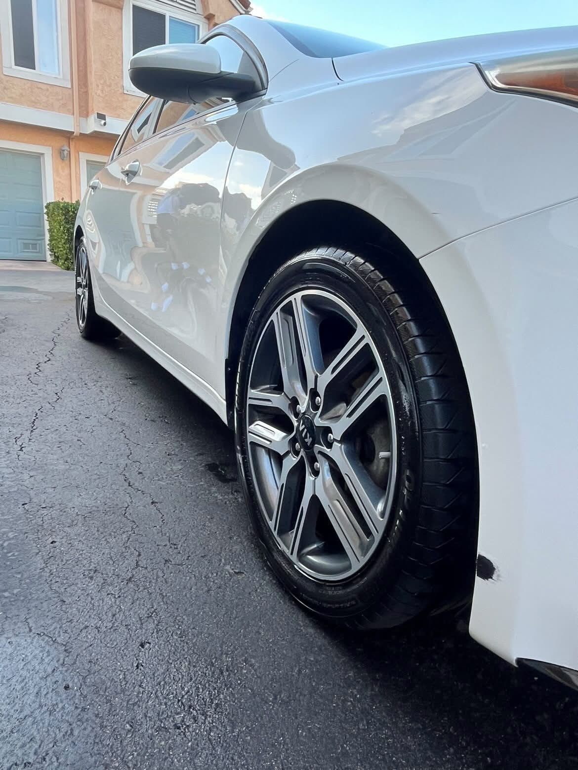 Cleaned wheel and tire after detailing